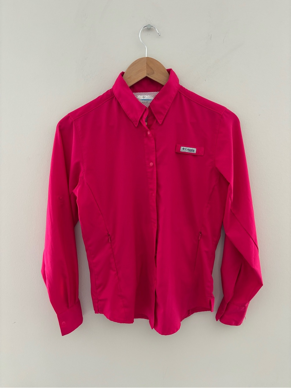 Columbia PFG Womens XS Pink Long Sleeve Omni-Shade Fishing Hiking Button Shirt